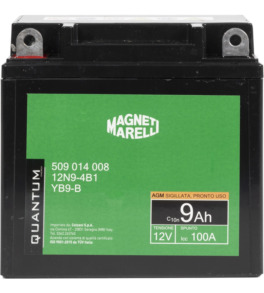 MAGNETI MARELLI BATTERIA MOTO E SCOOTER 9AH 12V 100A TECNOLOGIA AGM SIGILLATA POLO POSITIVO SINISTRO